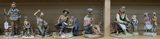 A collection of Capo di monte and other figures tallest 28.5cm